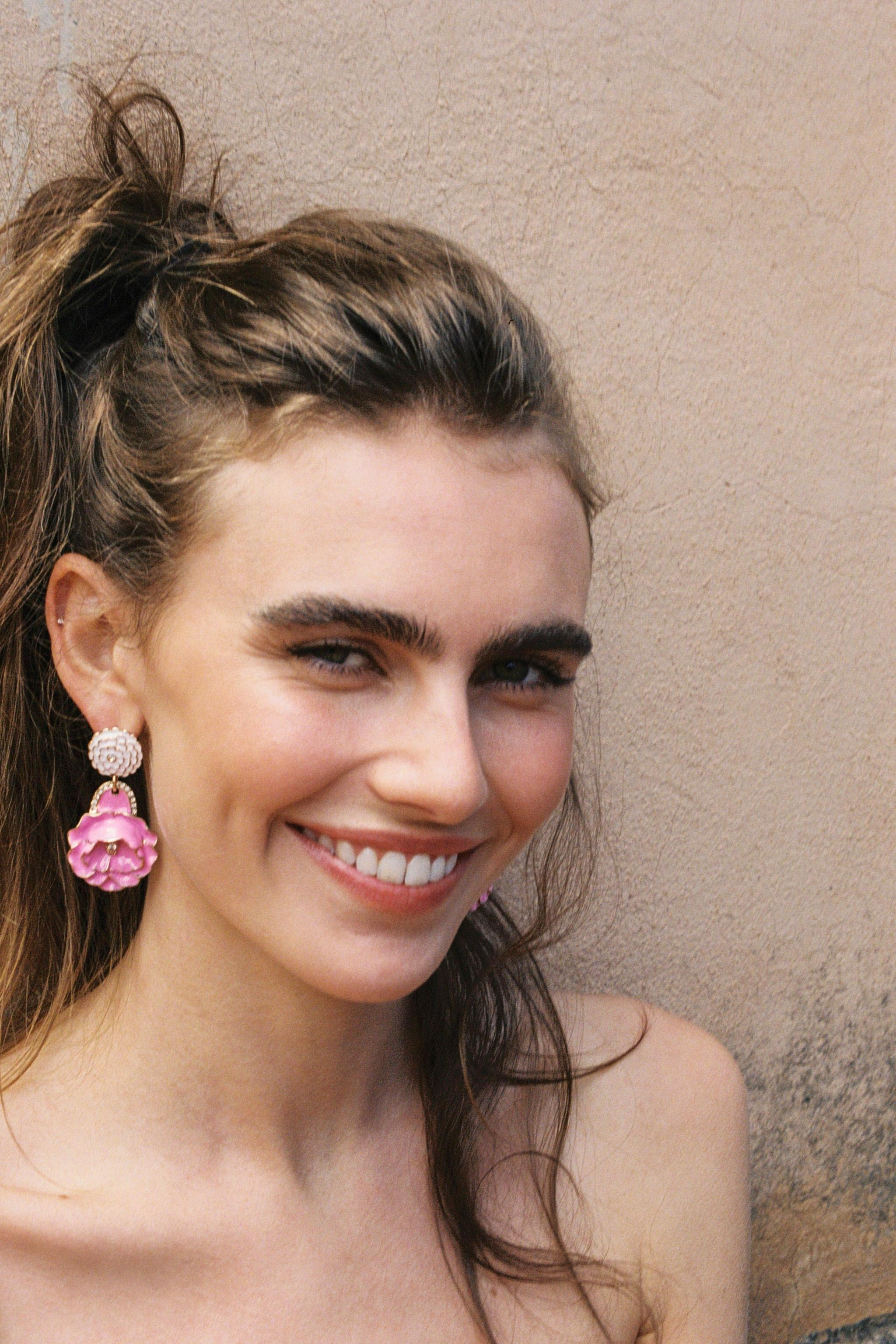 ENAMELED FLOWER EARRINGS
